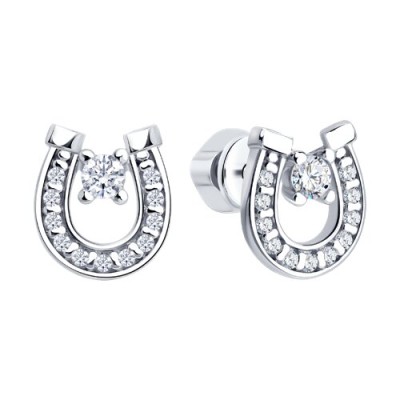 Серьги из серебра с фианитами «Подкова Удачи» SOKOLOV (арт.94-122-00093-1)