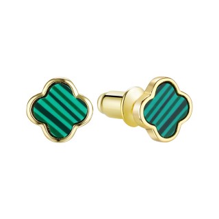 Серьги серебряные с малахитом «Lucky Clover» Fresh Jewelry (арт.TC-E02155-X-L-Mal-X-X)