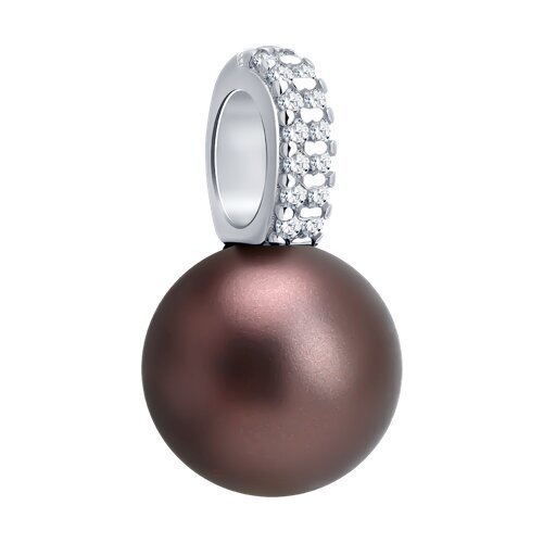 Подвеска из серебра с синтетическим жемчугом и фианитами (Арт.94-130-00090-1)