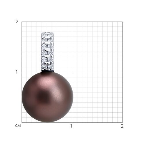 Подвеска из серебра с синтетическим жемчугом и фианитами (Арт.94-130-00090-1)