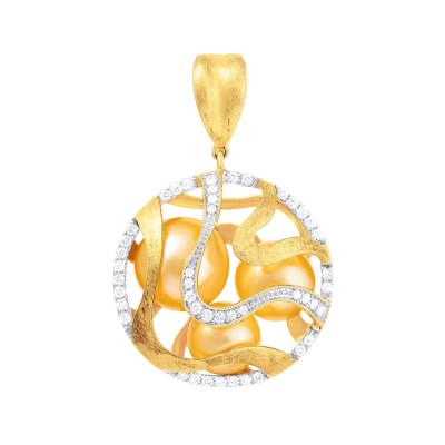 Кулон с бриллиантами и жемчугом «Золотая Орбита» My Jewels (арт.GP1712)