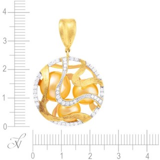 Кулон с бриллиантами и жемчугом «Золотая Орбита» My Jewels (арт.GP1712)