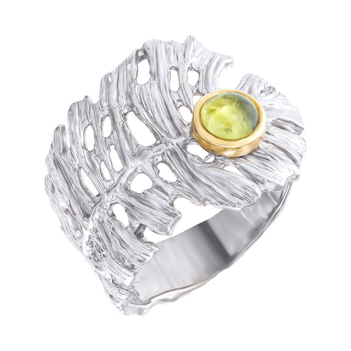 Серебряное кольцо BEAVERS с хризолитом 1847h