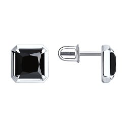 Серьги из серебра с ониксами (Арт.94-322-01915-1)
