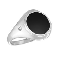 Кольцо из серебра с керамикой и куб. цирконием (Арт.tm-r01383-b-w-x-x-w)