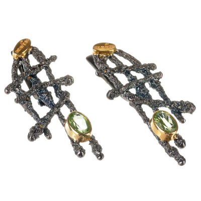 Серебряные серьги BEAVERS с хризолитом 2112h_ox