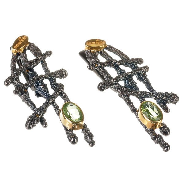 Серебряные серьги BEAVERS с хризолитом 2112h_ox