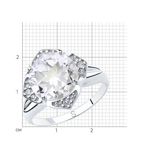 Кольцо из серебра с горным хрусталем и фианитами (Арт.92011817)