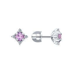 Серьги из серебра с аметистами и фианитами (Арт.92022405)