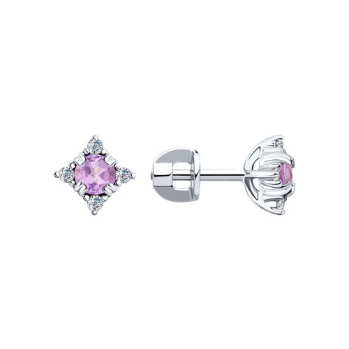 Серьги из серебра с аметистами и фианитами (Арт.92022405)