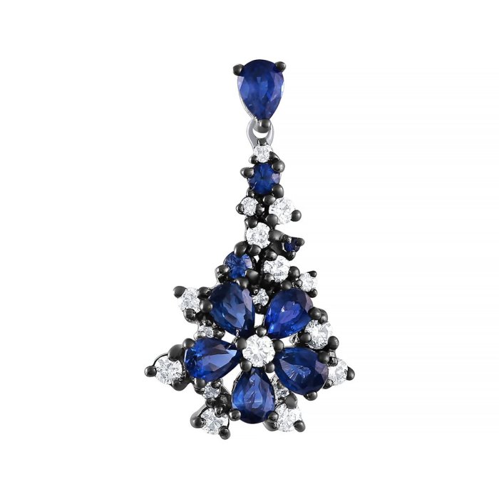 Кулон из белого золота с бриллиантом и сапфиром (Арт.p11649s-dn_pd_sa_sa_001_wg)