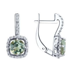 Серьги из серебра с аметистами и фианитами (Арт.92022757)