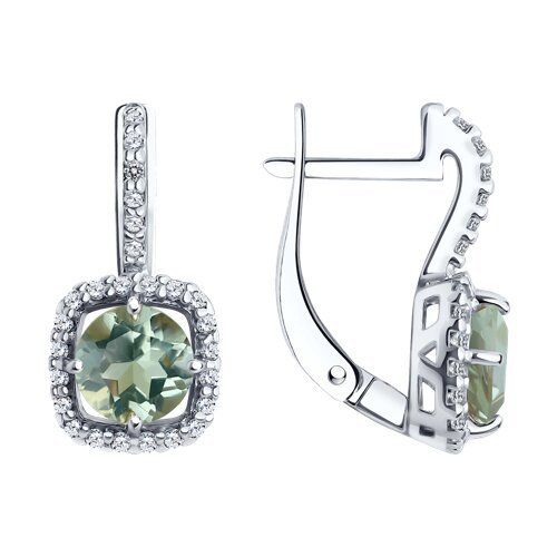 Серьги из серебра с аметистами и фианитами (Арт.92022757)