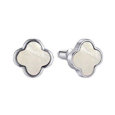Серьги серебряные с жемчугом «Lucky Clover» Fresh Jewelry (арт.TC-E02153-X-W-PN-X-X)