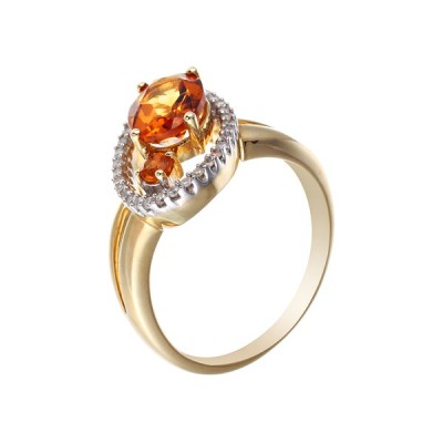 Кольцо с бриллиантами и цитрином «Солнечный ореол» My Jewels (арт.R20052_CT_YG)
