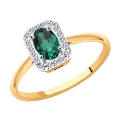 Кольцо из золота с бриллиантами и изумрудом (Арт.3010584)