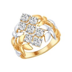 Позолоченное кольцо из серебра с фианитами (Арт.93010592)