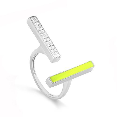 Кольцо серебряное с фианитами «Точка-тире» Kabarovsky (арт.11-172-7937)