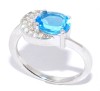 Кольцо серебряное с топазом Swiss Blue и куб. цирконием «Серебряные крылья рассвета» Серебро России (арт.210042)