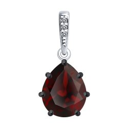Подвеска из серебра с гранатом и фианитами (Арт.94-330-02059-2)