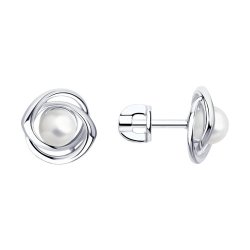 Серьги из серебра с жемчугом (Арт.94-122-01133-1)