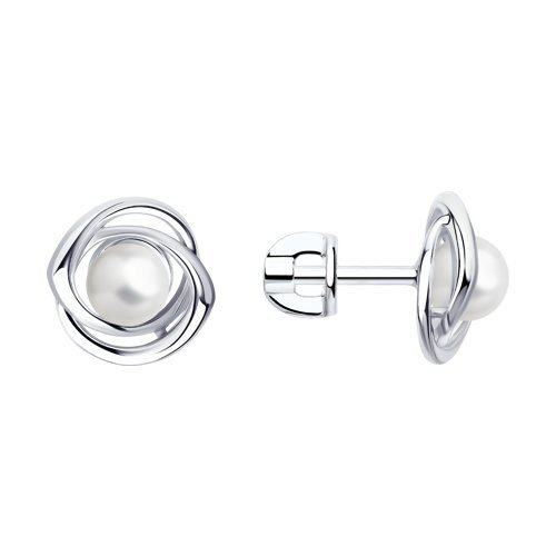 Серьги из серебра с жемчугом (Арт.94-122-01133-1)