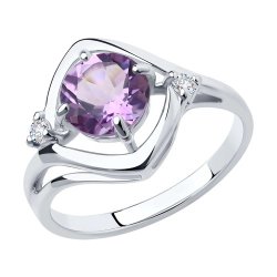 Кольцо из серебра с аметистом и фианитами (Арт.94-310-00603-2)