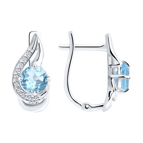 Серьги из серебра с топазом и фианитами «Небесный Водопад» SOKOLOV (арт.0055)