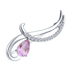 Брошь из серебра с аметистом и фианитами (Арт.94-340-01053-3)