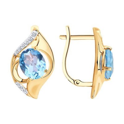 Серьги золотые пробы 585 с топазом (Арт.51-320-00924-1)