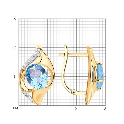 Серьги золотые пробы 585 с топазом (Арт.51-320-00924-1)