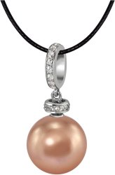 Кулон из серебра с жемчугом и кристаллом swarovski (Арт.abp-2-12-10-s)