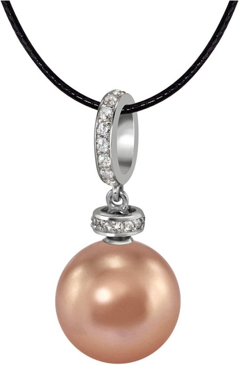 Кулон из серебра с жемчугом и кристаллом swarovski (Арт.abp-2-12-10-s)