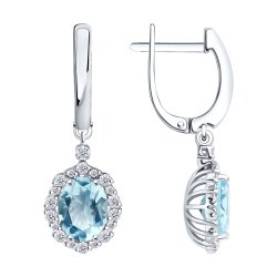 Серьги из белого золота с бриллиантами и аквамарином (Арт.6024454-3) Серьги из белого золота с бриллиантами и аквамарином (Арт.6024454-3)