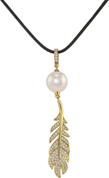 Кулон из серебра с жемчугом и куб. цирконием (Арт.cbp-3-44-2-g)