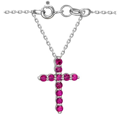 Ожерелье с рубинами «RELIGION» из белого золота Estet (арт.01Л520993-2)