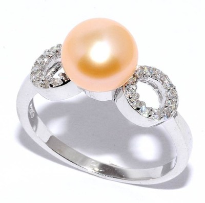 Кольцо серебряное с жемчугом и фианитами «Крылья Pearl Grace» Myjewels (арт.0928)