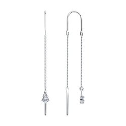 Серьги-цепочки из серебра с фианитами (Арт.94020568)