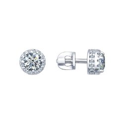 Серьги-пусеты из серебра с фианитами (Арт.94021724)
