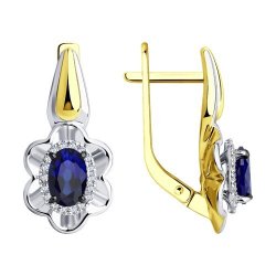 Серьги из комбинированного золота с бриллиантами и сапфирами (Арт.53-220-00556-1)