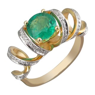 Кольцо с бриллиантами и изумрудом «Вихрь GARDEN» Estet (арт.01К646209-1)