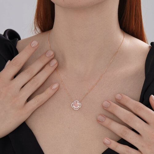 Колье золотое пробы 585 с кварцем (Арт.770476)