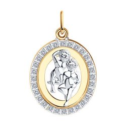 Подвеска знак зодиака из комбинированного золота с фианитами (Арт.033539)