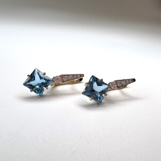 Серьги золотые с топазом и фианитами «Swiss Sparkle» Estet (арт.01С3115460Р-2)