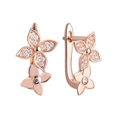 Серьги из серебра с фианитом (Арт.cz-e04037-x-g-w-x-w)