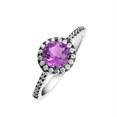 Кольцо из серебра с аметистом и фианитом (Арт.cz-r00926-x-wb-pur-x-w)
