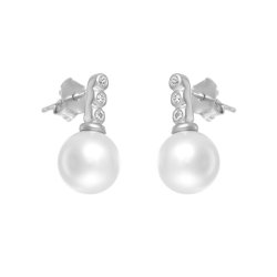 Серьги из серебра с жемчугом и куб. цирконием (Арт.hl-e01527-x-w-ps-x-w)