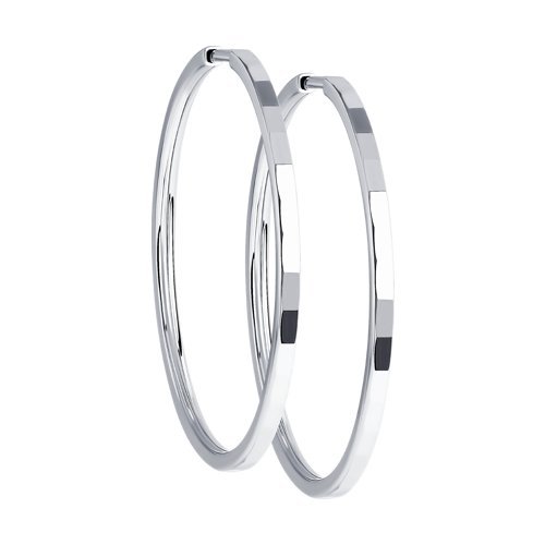 Серьги конго из серебра с алмазной гранью (Арт.94140075)