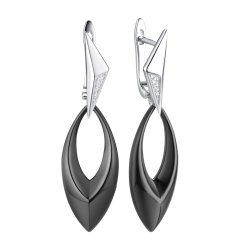 Серьги из серебра с керамикой и фианитом (Арт.tc-e01083-b-w-x-x-w)