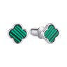 Серьги серебряные с малахитом «Lucky Clover» Fresh Jewelry (арт.TC-E02155-X-W-Mal-X-X)